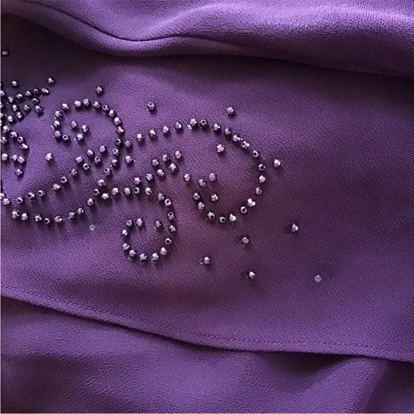 R And M Richards Beaded Two Piece Dress Jacket Eggplant Purple Maxi Size 18 - Picture 10 of 14